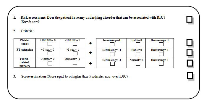 Table 3. ISTH algorithm and score for the diagnosis of non-overt DIC30